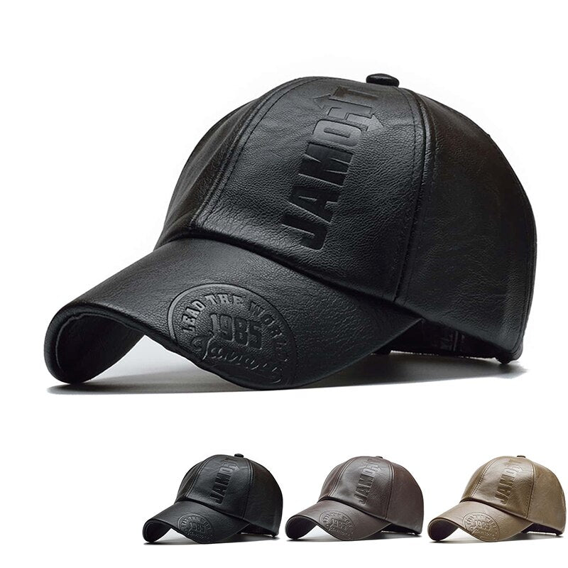 PU Leather Letter Print Adjustable Baseball Cap by HitMyNeed