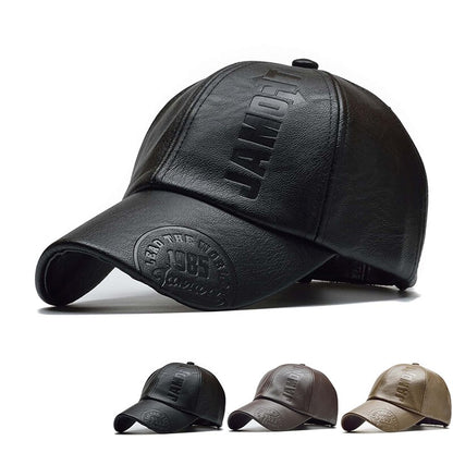 PU Leather Letter Print Adjustable Baseball Cap by HitMyNeed