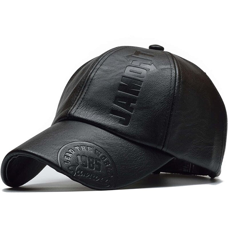 PU Leather Letter Print Adjustable Baseball Cap by HitMyNeed