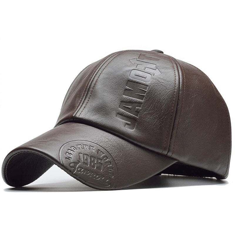 PU Leather Letter Print Adjustable Baseball Cap by HitMyNeed
