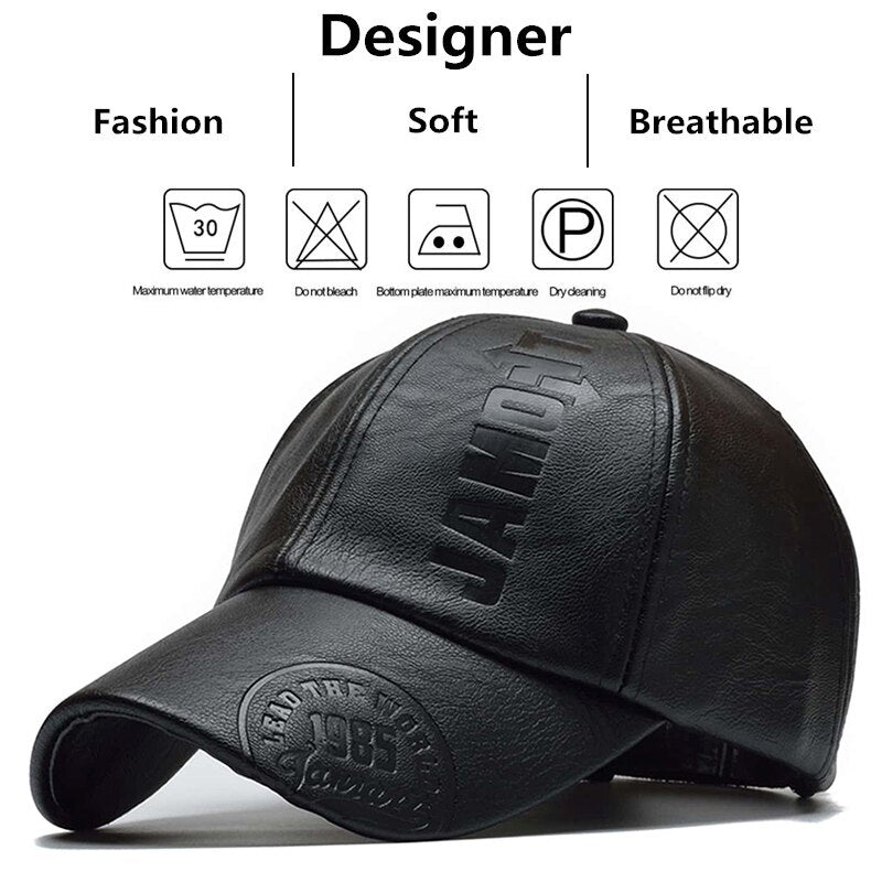 PU Leather Letter Print Adjustable Baseball Cap by HitMyNeed