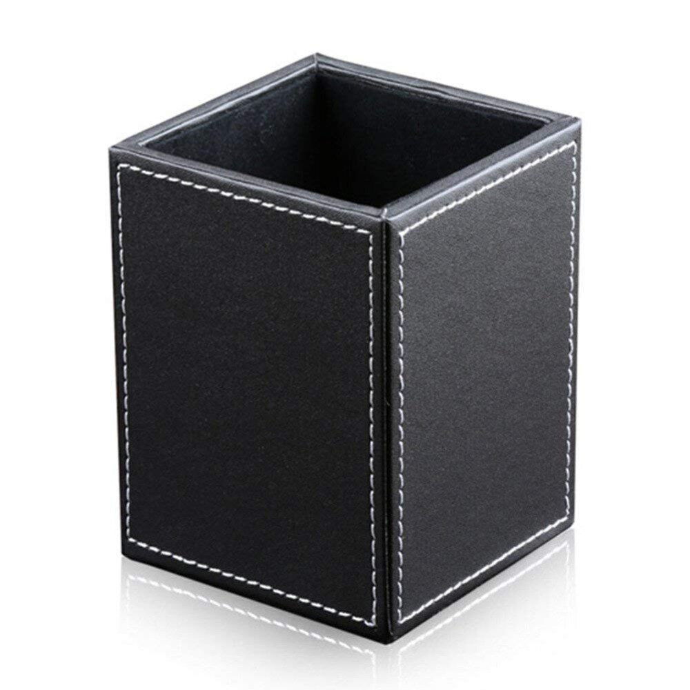 PU Leather Pencil Cup Desk Organizer, Black by HitMyNeed