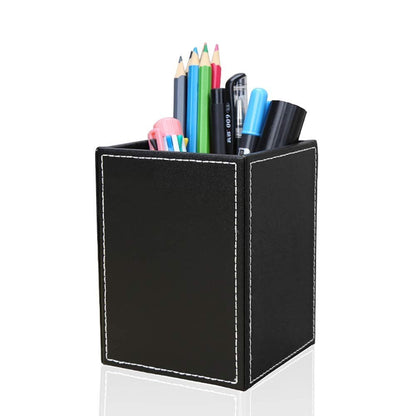 PU Leather Pencil Cup Desk Organizer, Black by HitMyNeed