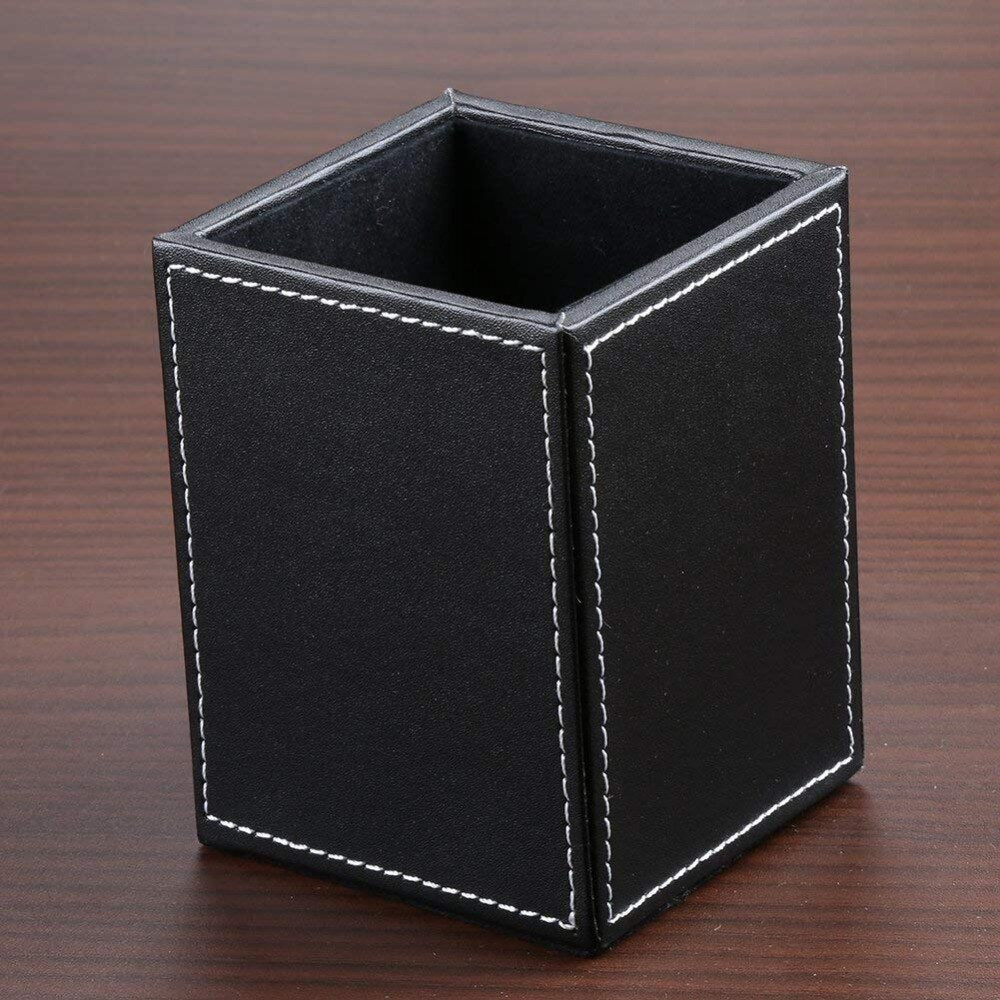 PU Leather Pencil Cup Desk Organizer, Black by HitMyNeed