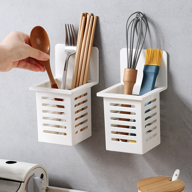 Punch Free Wall-Mounted Plastic Utensil Holder by HitMyNeed
