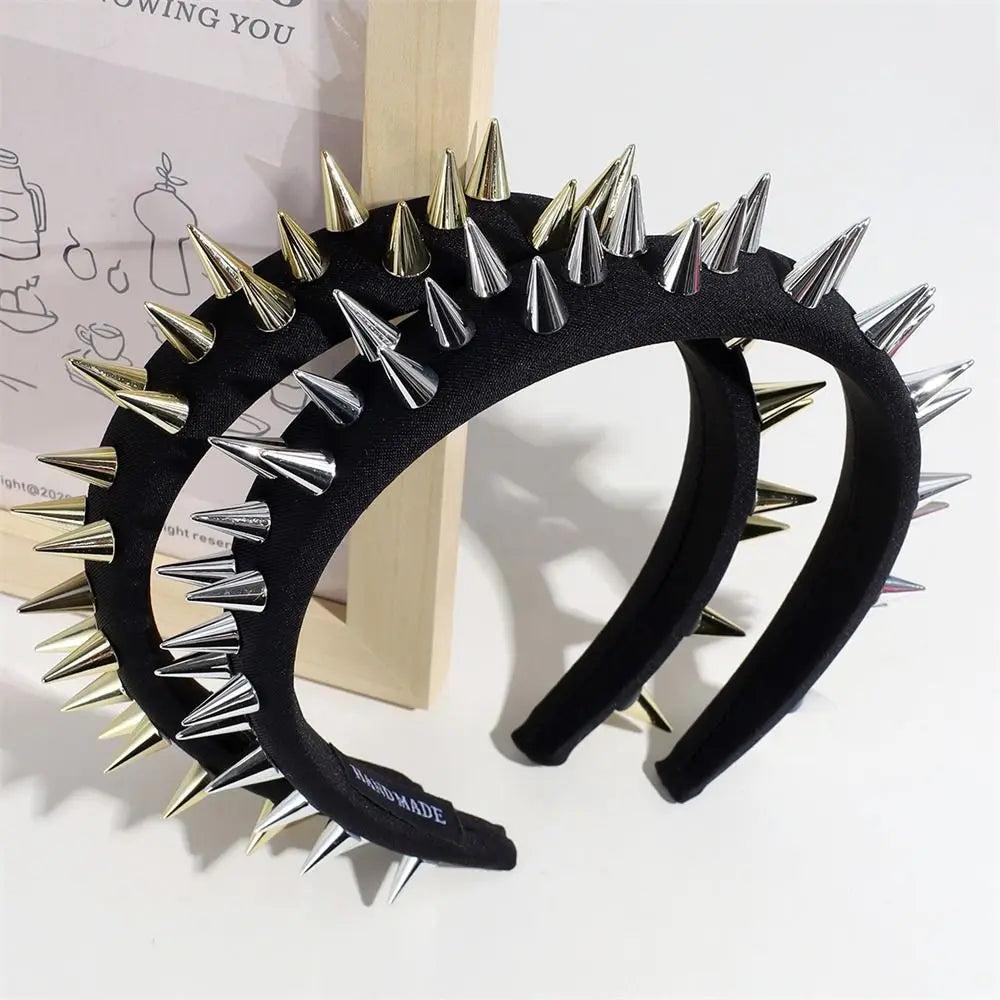 Punk Goth Spiked Headband with Rounded Metal Studs by HitMyNeed