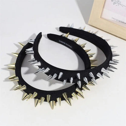 Punk Goth Spiked Headband with Rounded Metal Studs by HitMyNeed