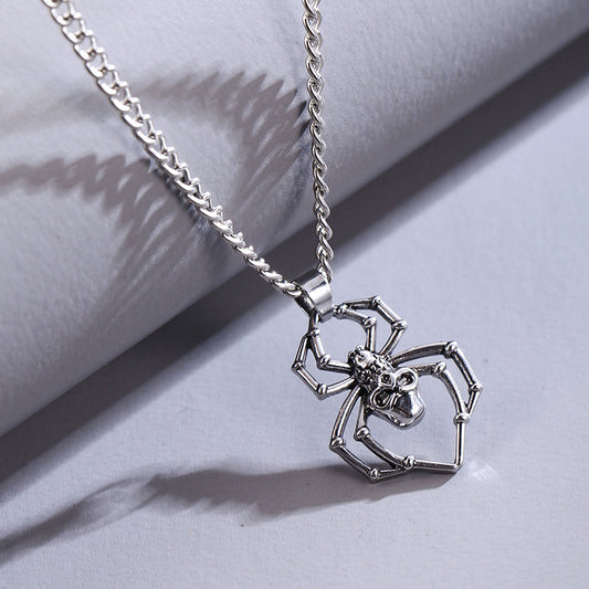Punk Silver Spider Pendant Necklace by HitMyNeed