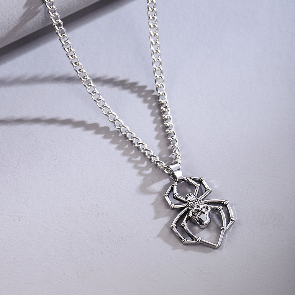Punk Silver Spider Pendant Necklace by HitMyNeed