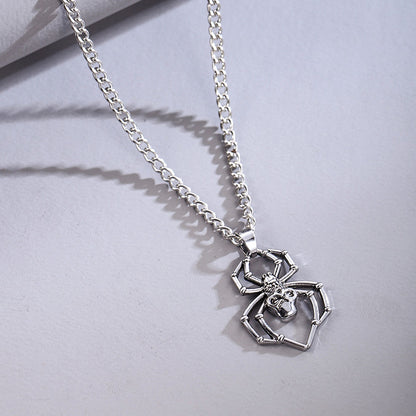 Punk Silver Spider Pendant Necklace by HitMyNeed