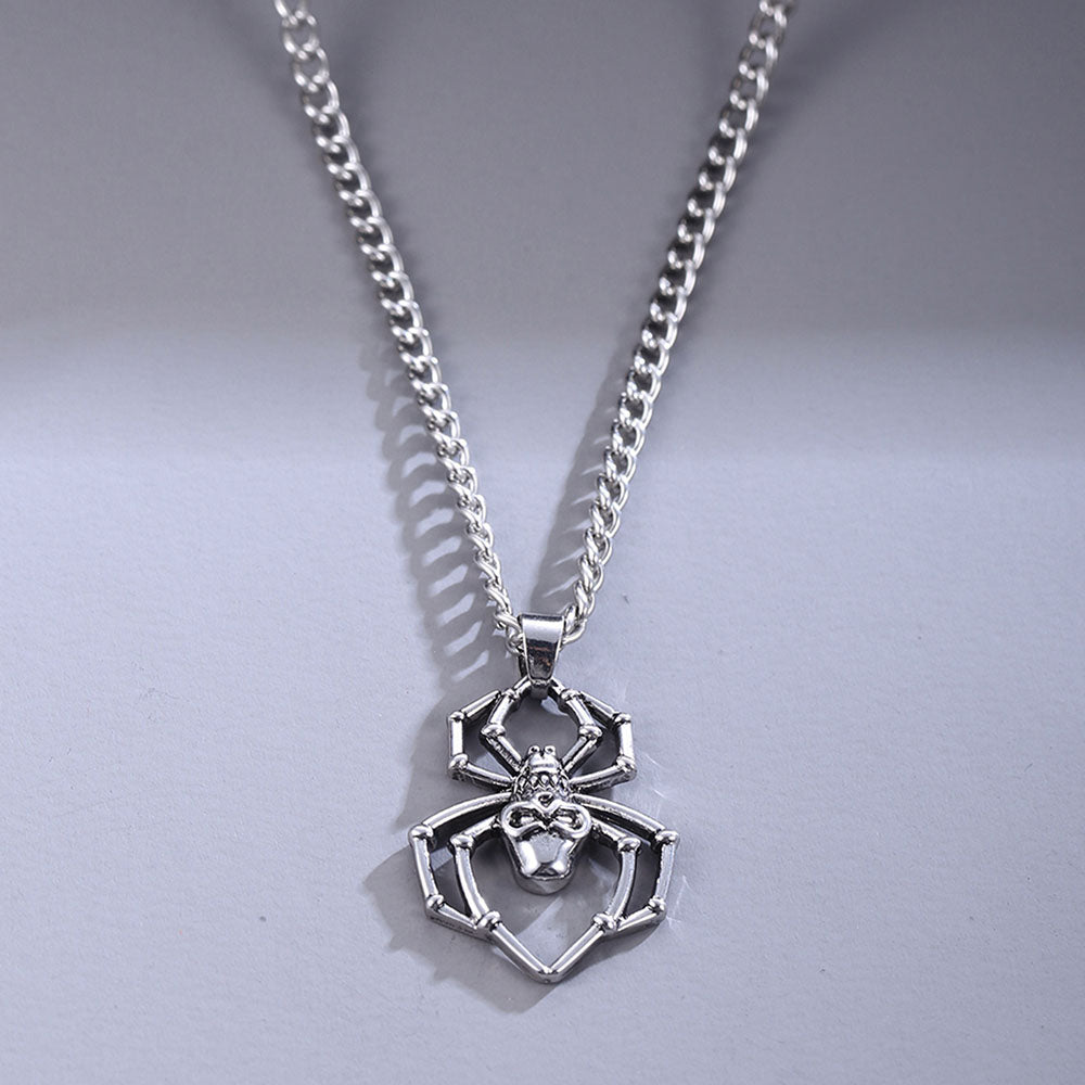 Punk Silver Spider Pendant Necklace by HitMyNeed