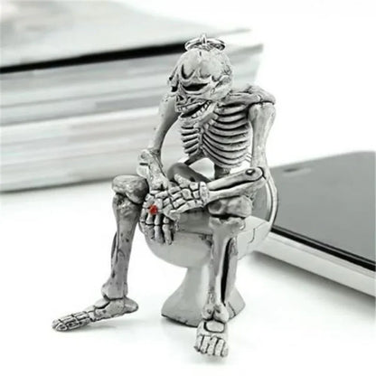 Punk Skeleton Toilet Ghost Retro Keychain Pendant by HitMyNeed