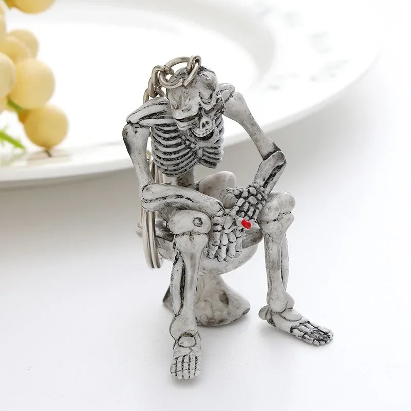 Punk Skeleton Toilet Ghost Retro Keychain Pendant by HitMyNeed