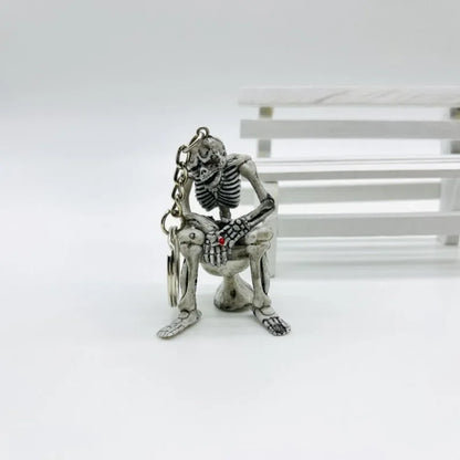 Punk Skeleton Toilet Ghost Retro Keychain Pendant by HitMyNeed