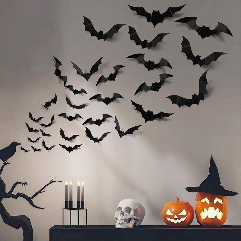 PVC 3D Bat Wall Stickers Set (16 Pieces) by HitMyNeed