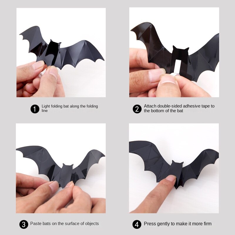 PVC 3D Bat Wall Stickers Set (16 Pieces) by HitMyNeed