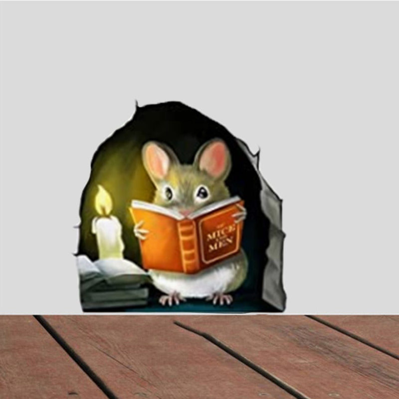 PVC Funny Mouse Hole Wall Sticker 11.5 x 11.5 cm by HitMyNeed