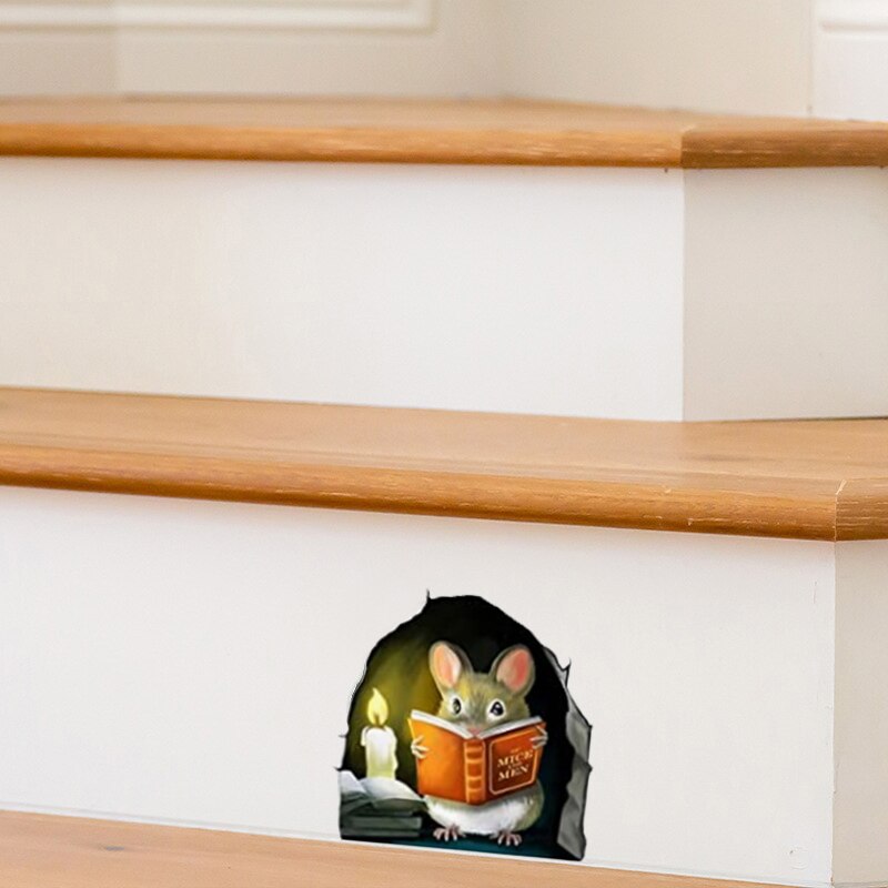 PVC Funny Mouse Hole Wall Sticker 11.5 x 11.5 cm by HitMyNeed
