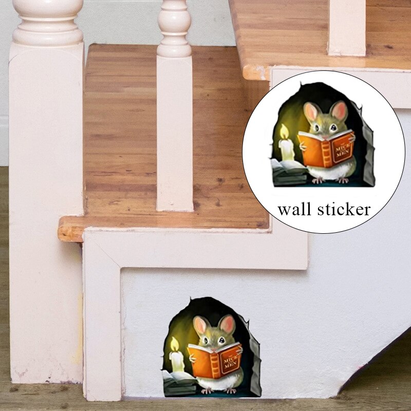 PVC Funny Mouse Hole Wall Sticker 11.5 x 11.5 cm by HitMyNeed