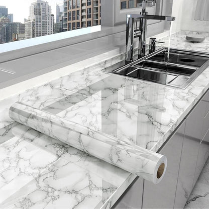 PVC High Gloss Waterproof Self-Adhesive Wallpaper da-hua-bai 40cmx5m by HitMyNeed