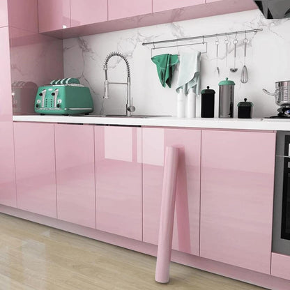 PVC High Gloss Waterproof Self-Adhesive Wallpaper pink-glossy 40cmx3m by HitMyNeed