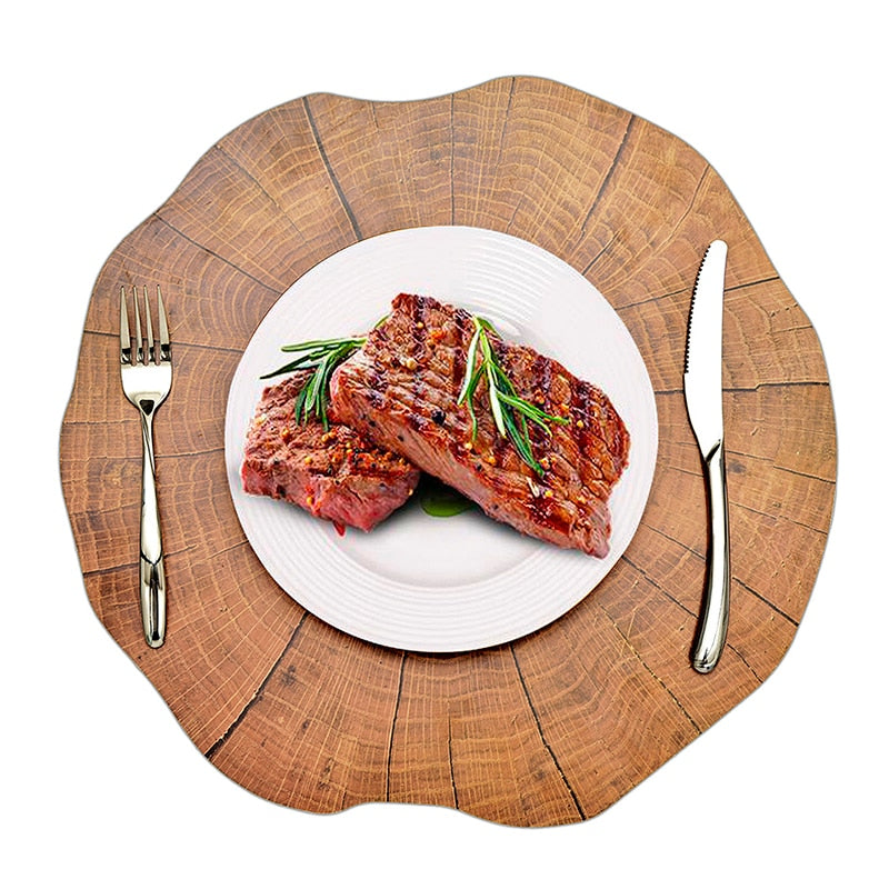 PVC Round Wood-Effect Placemats (Set of 2) by HitMyNeed