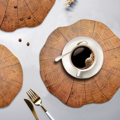 PVC Round Wood-Effect Placemats (Set of 2) by HitMyNeed