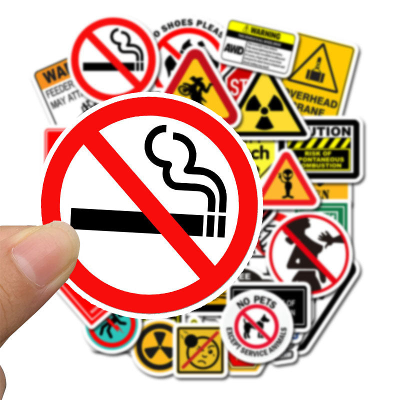 PVC Safety Warning Stickers Set (50 pcs, 5 cm) by HitMyNeed