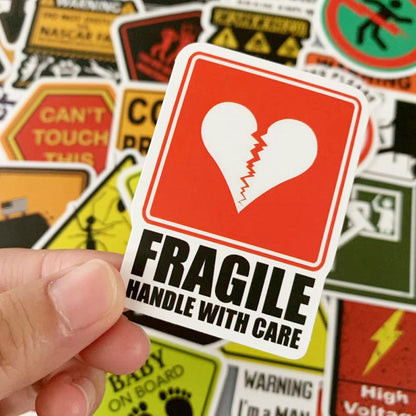 PVC Safety Warning Stickers Set (50 pcs, 5 cm) by HitMyNeed
