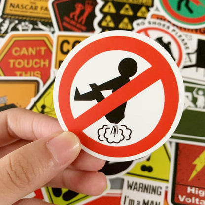 PVC Safety Warning Stickers Set (50 pcs, 5 cm) by HitMyNeed