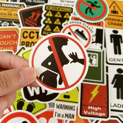 PVC Safety Warning Stickers Set (50 pcs, 5 cm) by HitMyNeed