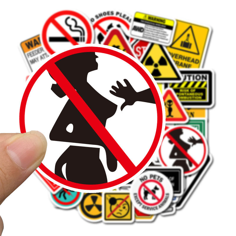 PVC Safety Warning Stickers Set (50 pcs, 5 cm) by HitMyNeed
