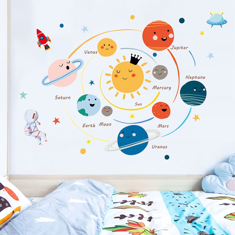 PVC Solar System Wall Stickers for Kids Rooms by HitMyNeed