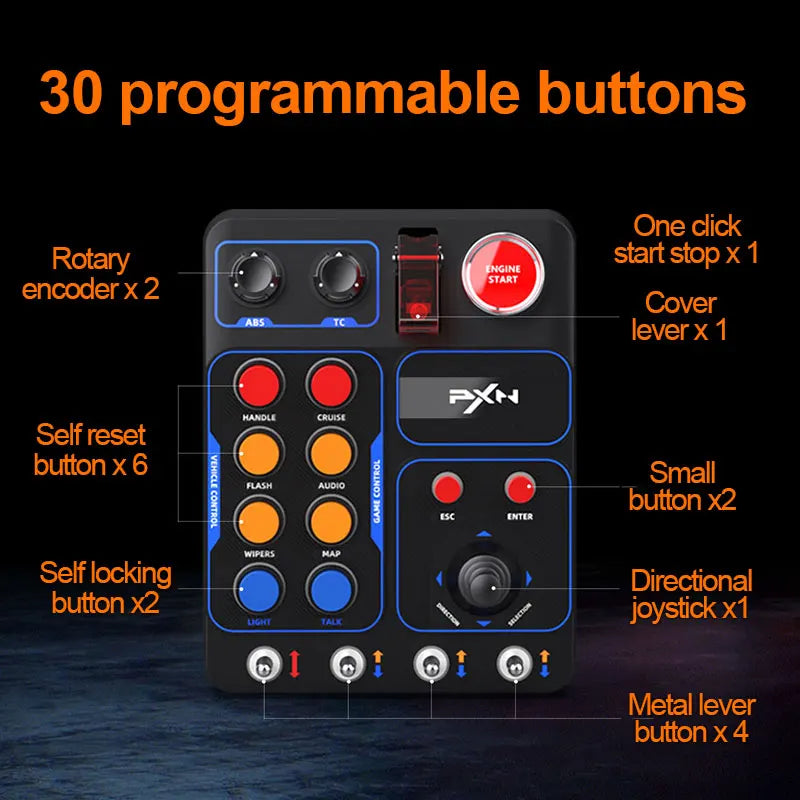 PXN CB1 Racing Control Box with 30 Programmable Buttons by HitMyNeed