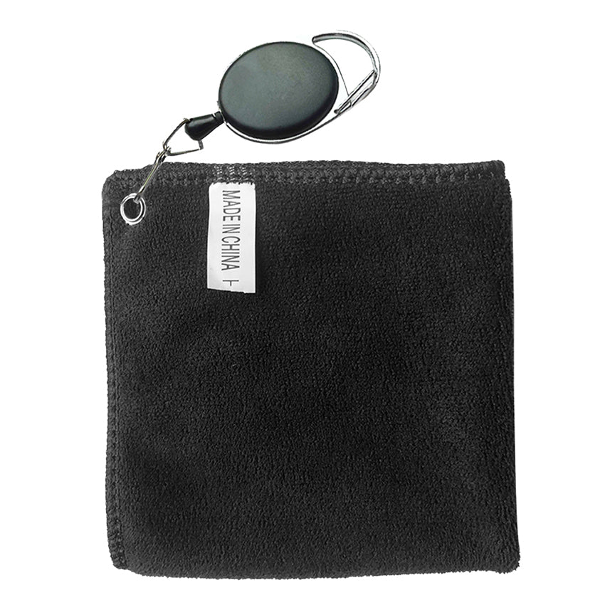 Quick Dry Golf Ball Towel with Retractable Clip black by HitMyNeed