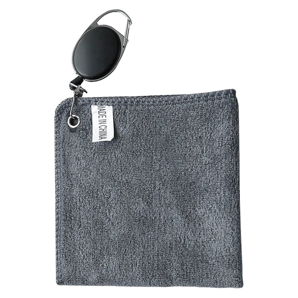 Quick Dry Golf Ball Towel with Retractable Clip grey by HitMyNeed
