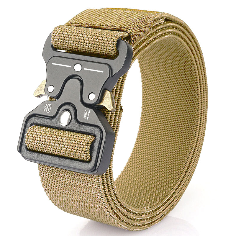 Quick Release Tactical Nylon Belt 125cm 01-elasticity-kaki by HitMyNeed