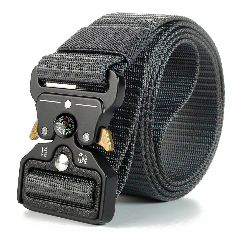 Quick Release Tactical Nylon Belt 125cm compass-black-gray by HitMyNeed
