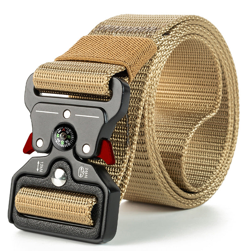 Quick Release Tactical Nylon Belt 125cm compass-red-kaki by HitMyNeed
