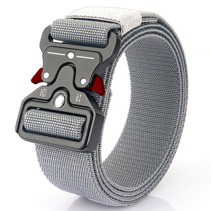 Quick Release Tactical Nylon Belt 125cm elasticity-red-gray by HitMyNeed