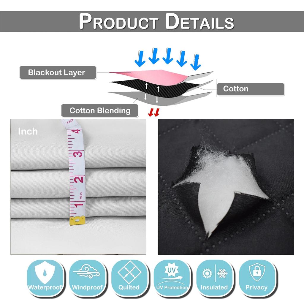 Quilted 100% Blackout Thermal Curtains with Eyelets by HitMyNeed