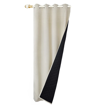 Quilted 100% Blackout Thermal Curtains with Eyelets beige 132x213cm by HitMyNeed
