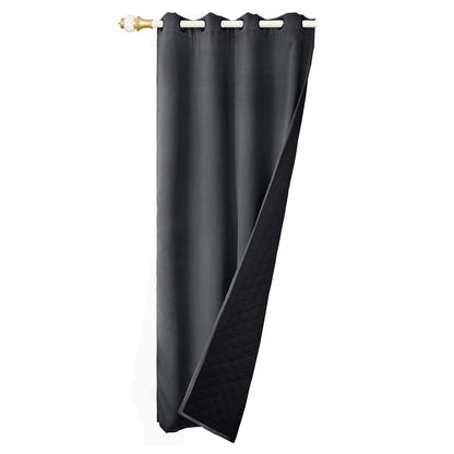 Quilted 100% Blackout Thermal Curtains with Eyelets gray 132x160cm by HitMyNeed