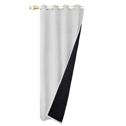Quilted 100% Blackout Thermal Curtains with Eyelets white 132x160cm by HitMyNeed