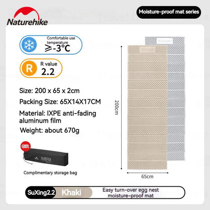 R2.2 Folding Egg Crate Camping Sleeping Pad 200x65cm khaki by HitMyNeed