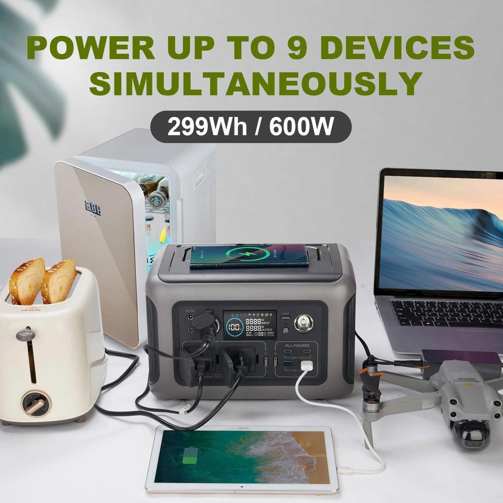R600 299Wh Portable Power Station 600W LiFePO4 by HitMyNeed