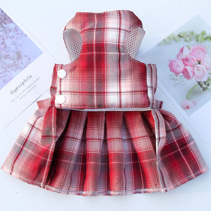 Rabbit Dress Harness with Plaid Bow and Leash by HitMyNeed