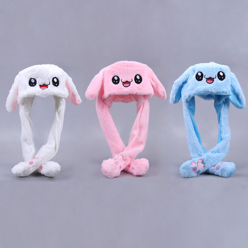 Rabbit Ear Plush Hat with Moving Ears for Kids & Adults by HitMyNeed
