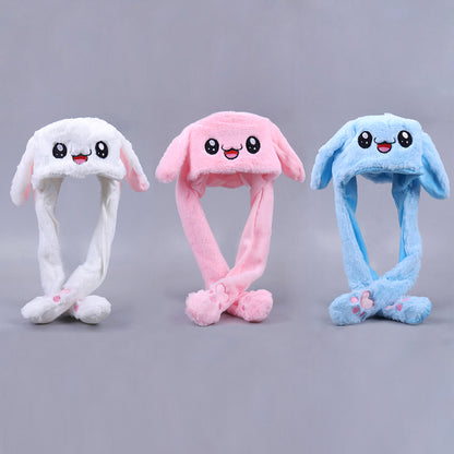 Rabbit Ear Plush Hat with Moving Ears for Kids & Adults by HitMyNeed