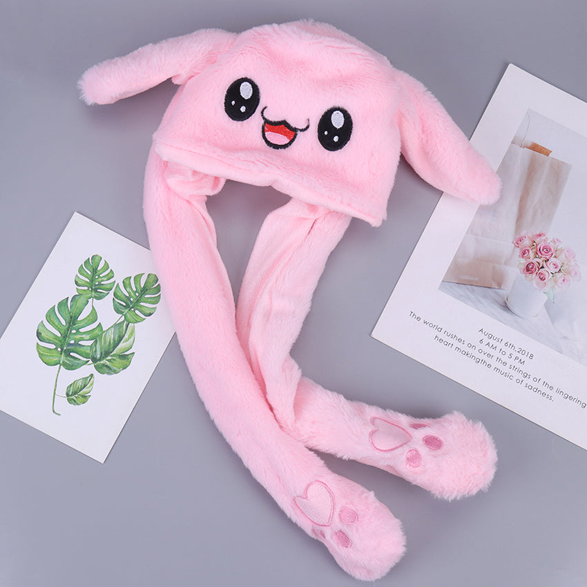 Rabbit Ear Plush Hat with Moving Ears for Kids & Adults by HitMyNeed